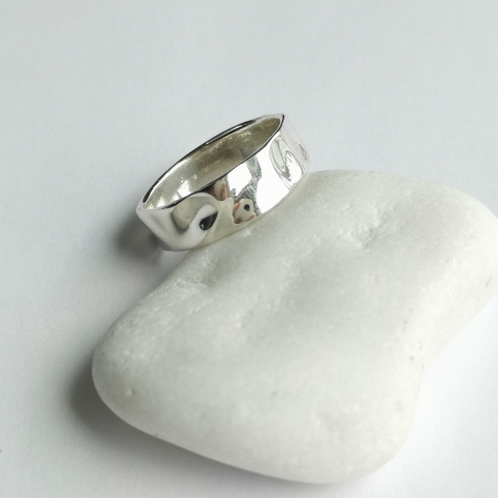 Handmade Hammered sterling silver crinkle band ring size 7 🆕